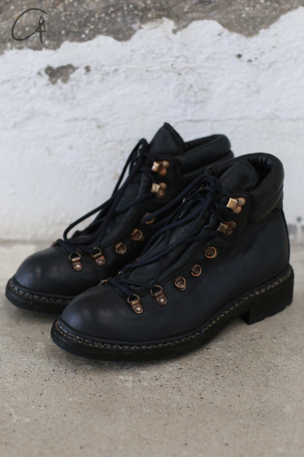 GUIDI Horse Full Grain Lined Hiking Boots Polished Leather 19 Italy Artisan GD-19-BLKT